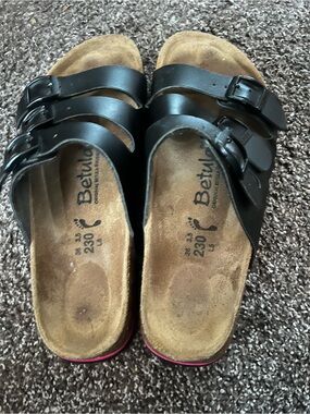 Betula Kids' Black Triple-Strap Sandals